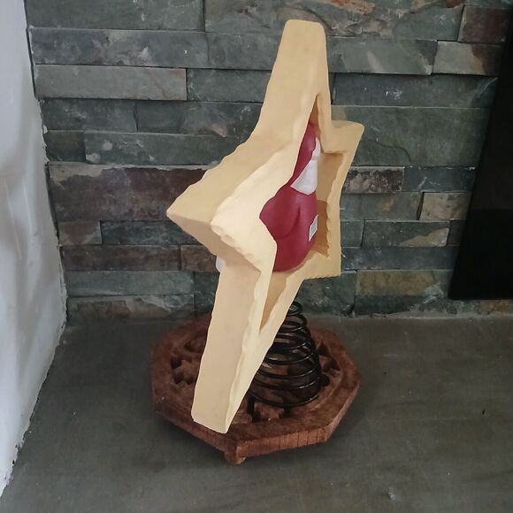 Tree Topper Santa Sitting on a Star Wood & Metal Springy Holiday Decoration 9.5" - Picture 9 of 11